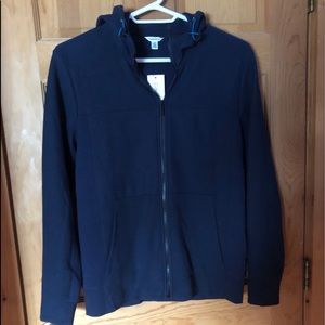 Calvin Klein, navy, hooded zip up jacket. Lg, NWT